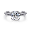 Nola - 14K White Gold Round Lotus Semi-Mount Ring