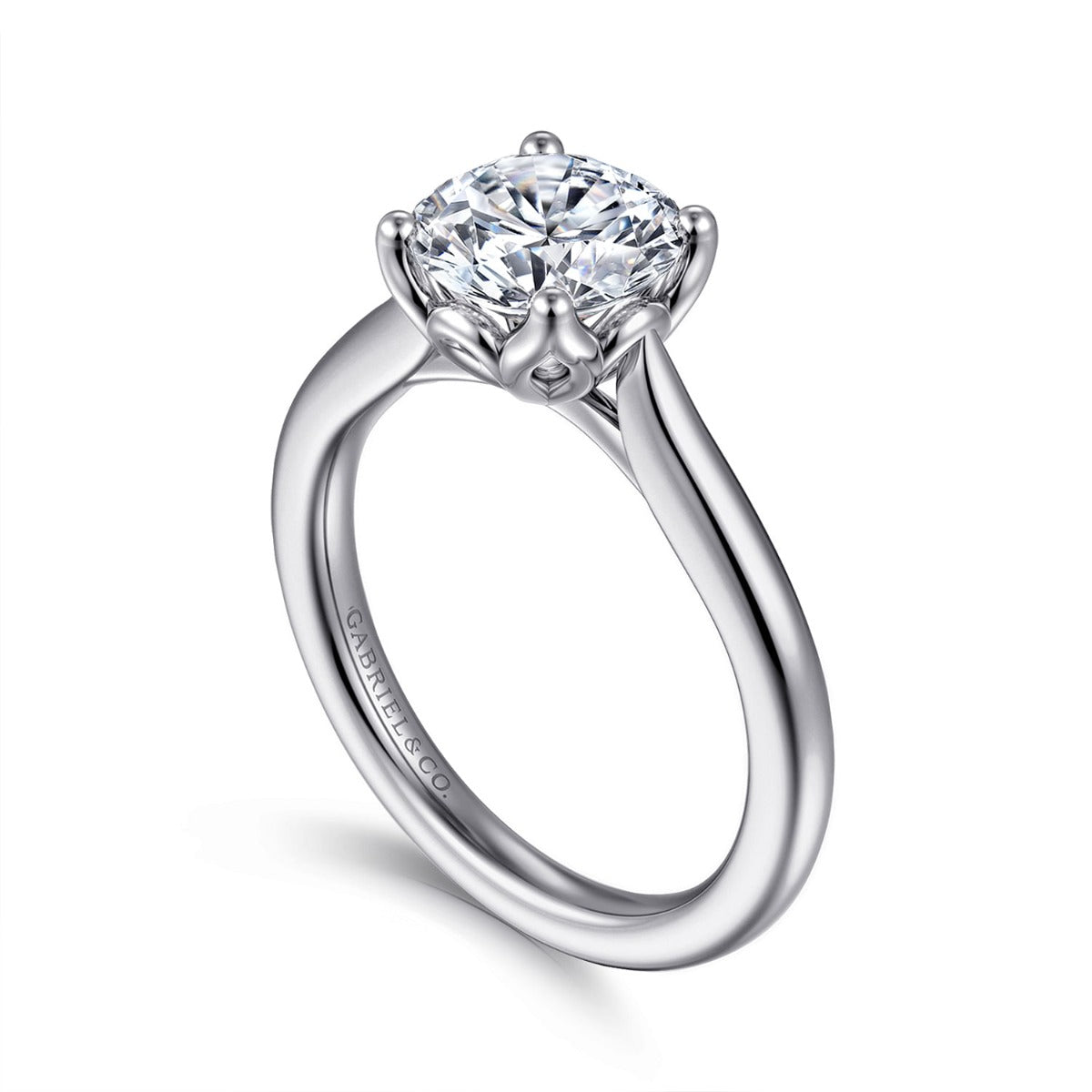 Nola - 14K White Gold Round Lotus Semi-Mount Ring