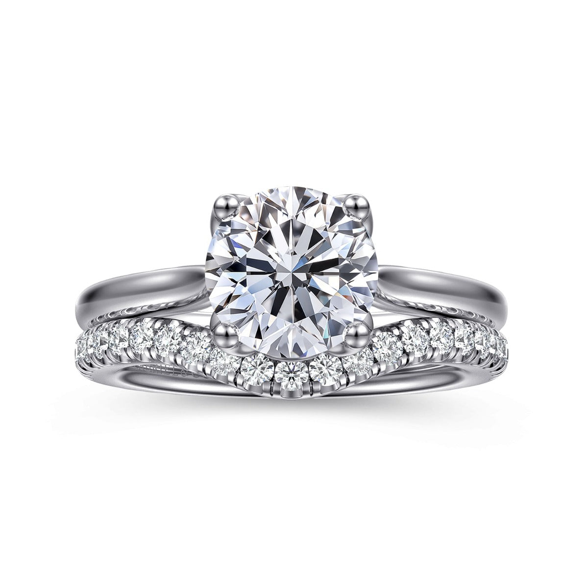 Nola - 14K White Gold Round Lotus Semi-Mount Ring