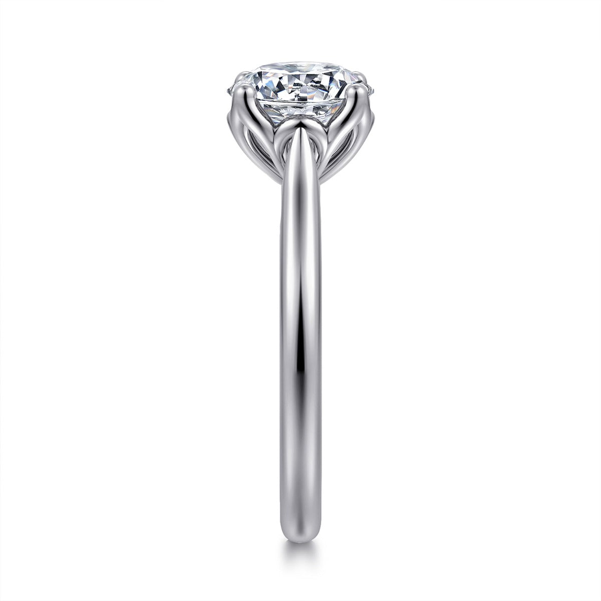 Nola - 14K White Gold Round Lotus Semi-Mount Ring