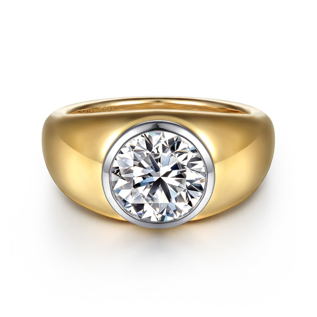 Caya - 14K White-Yellow Gold Round Semi-Mount Ring
