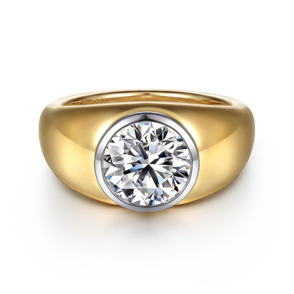 Caya - 14K White-Yellow Gold Round Semi-Mount Ring