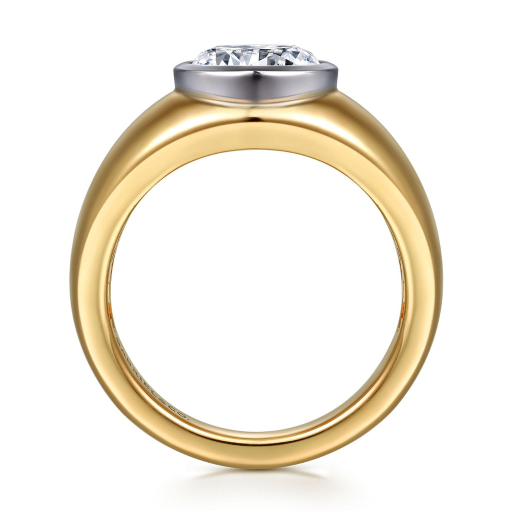 Caya - 14K White-Yellow Gold Round Semi-Mount Ring