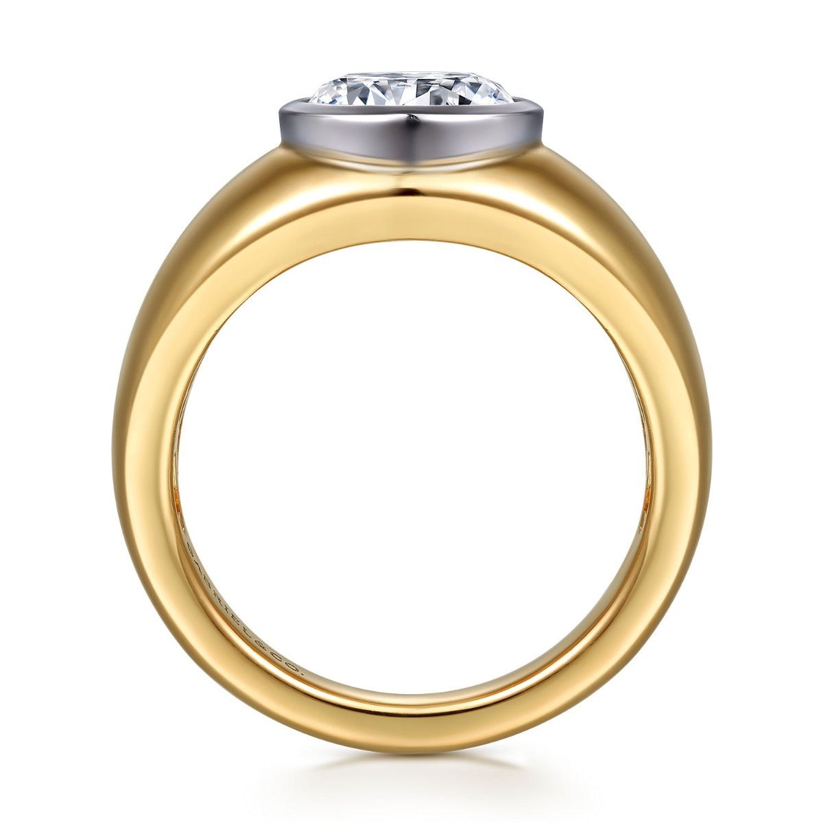 Caya - 14K White-Yellow Gold Round Semi-Mount Ring