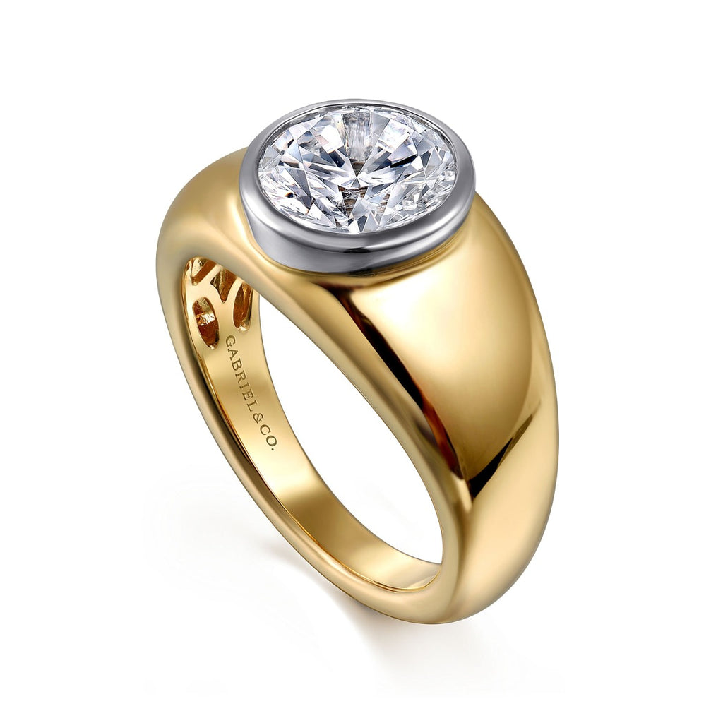 Caya - 14K White-Yellow Gold Round Semi-Mount Ring