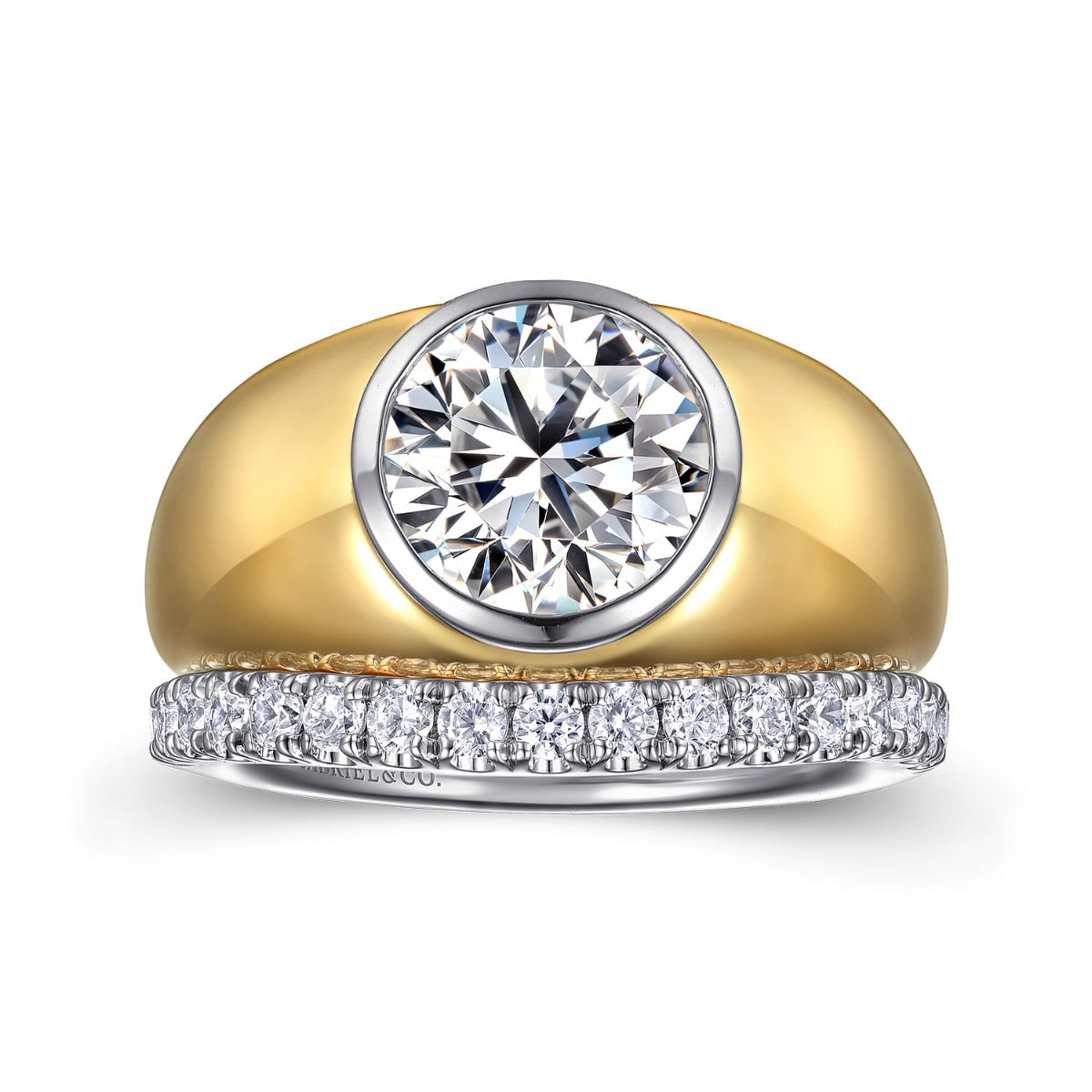 Caya - 14K White-Yellow Gold Round Semi-Mount Ring