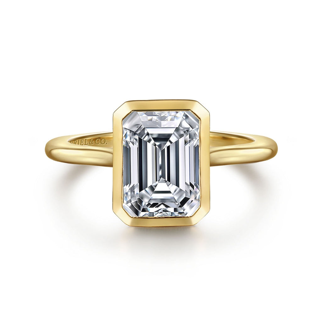 Brooke - 14K Yellow Gold Emerald Cut Solitaire Semi-Mount Ring