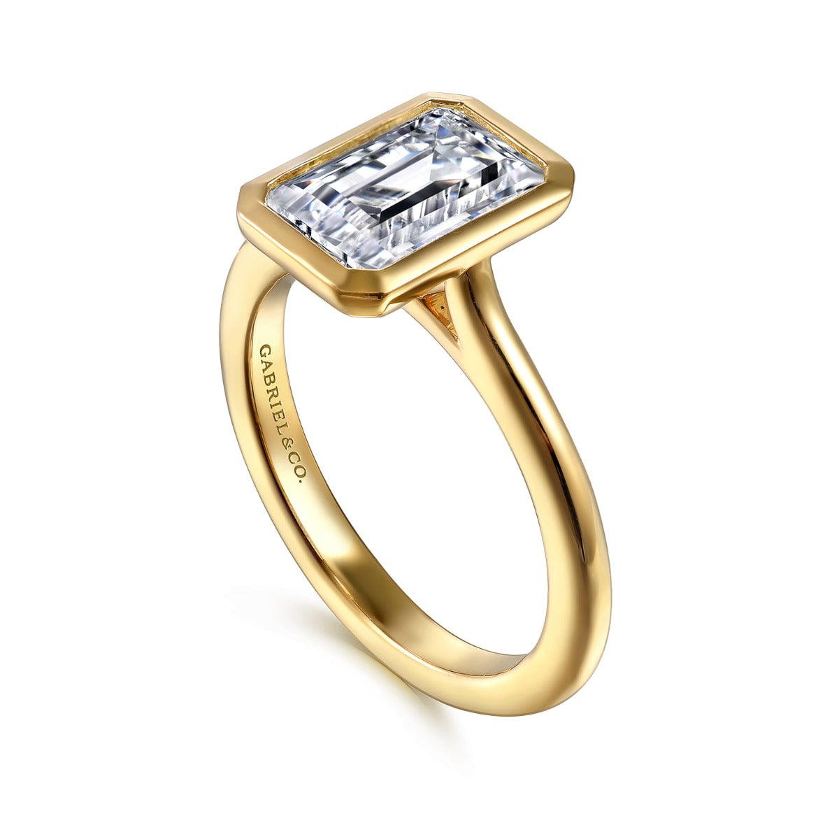 Brooke - 14K Yellow Gold Emerald Cut Solitaire Semi-Mount Ring