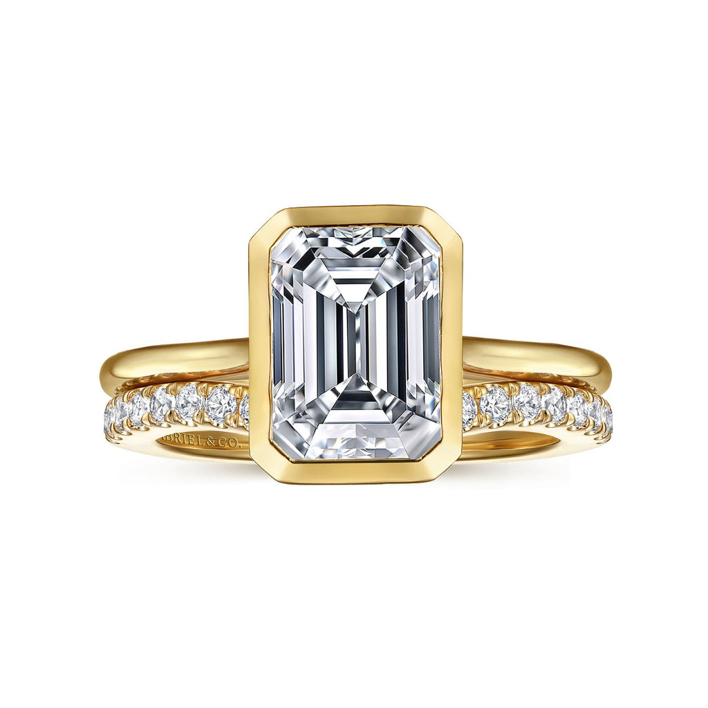 Brooke - 14K Yellow Gold Emerald Cut Solitaire Semi-Mount Ring