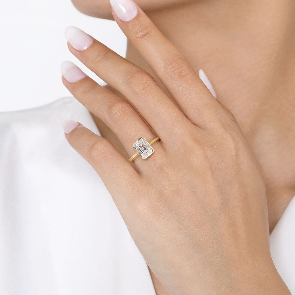 Brooke - 14K Yellow Gold Emerald Cut Solitaire Semi-Mount Ring
