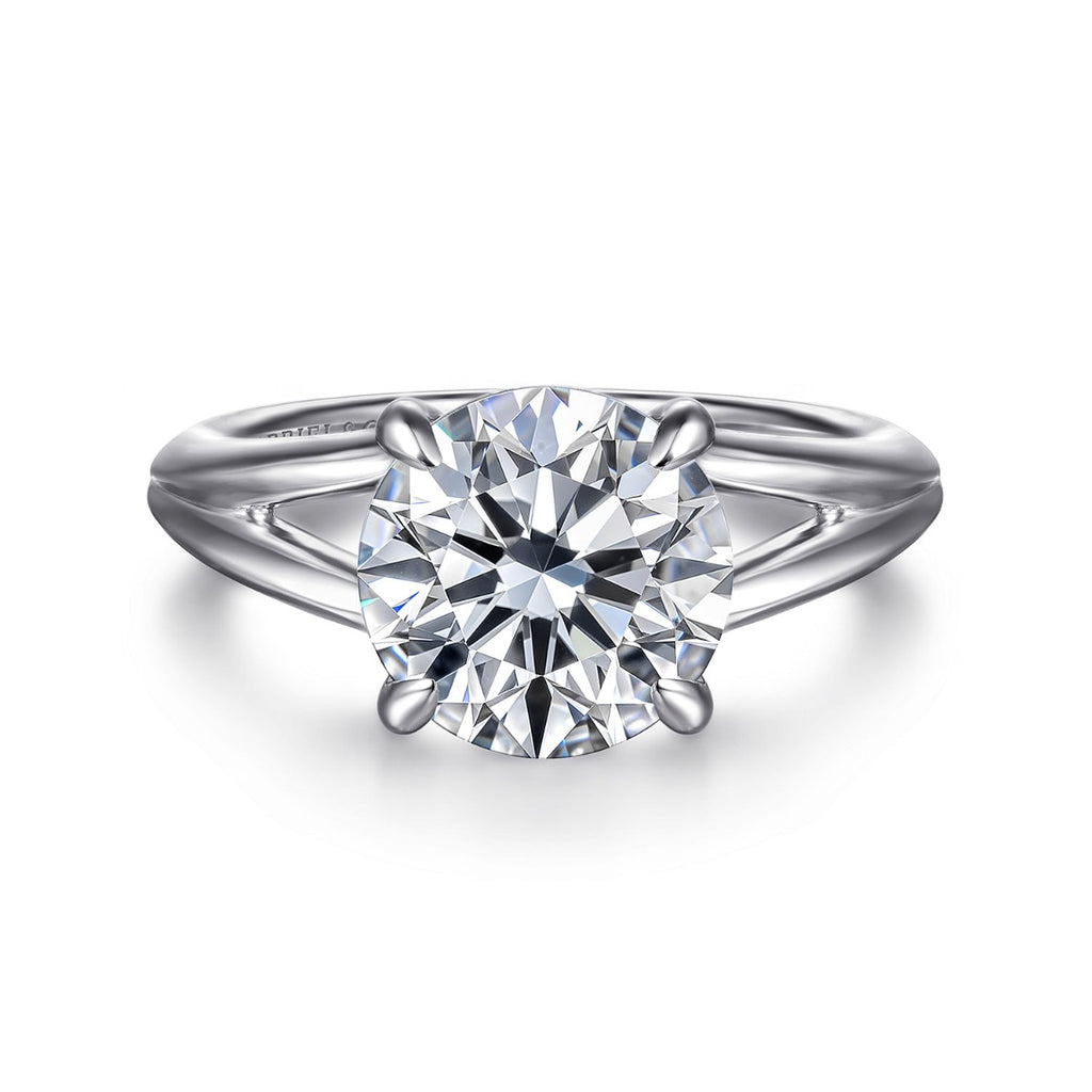 Annie - 14K White Gold Split Shank Round Semi-Mount Ring