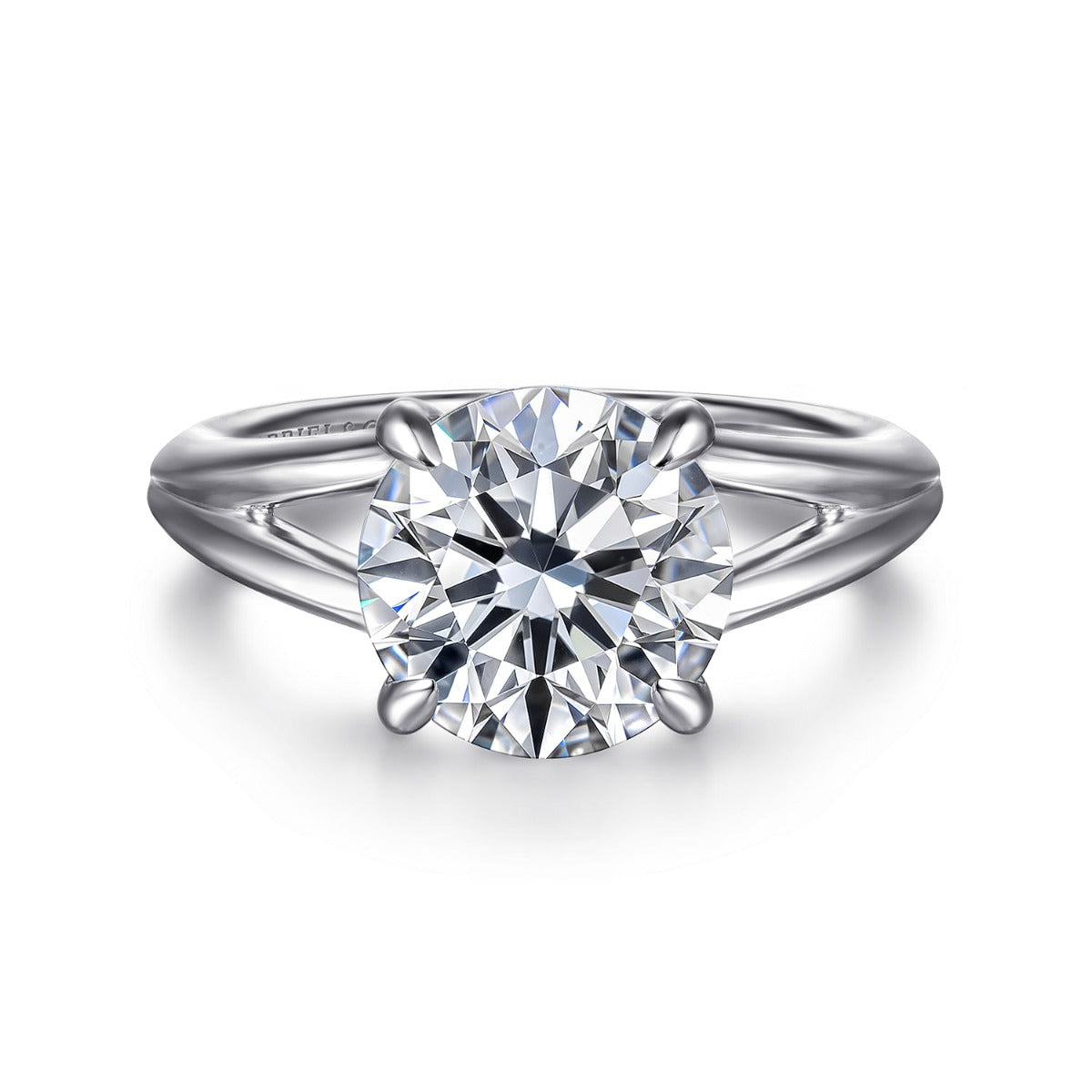 Annie - 14K White Gold Split Shank Round Semi-Mount Ring