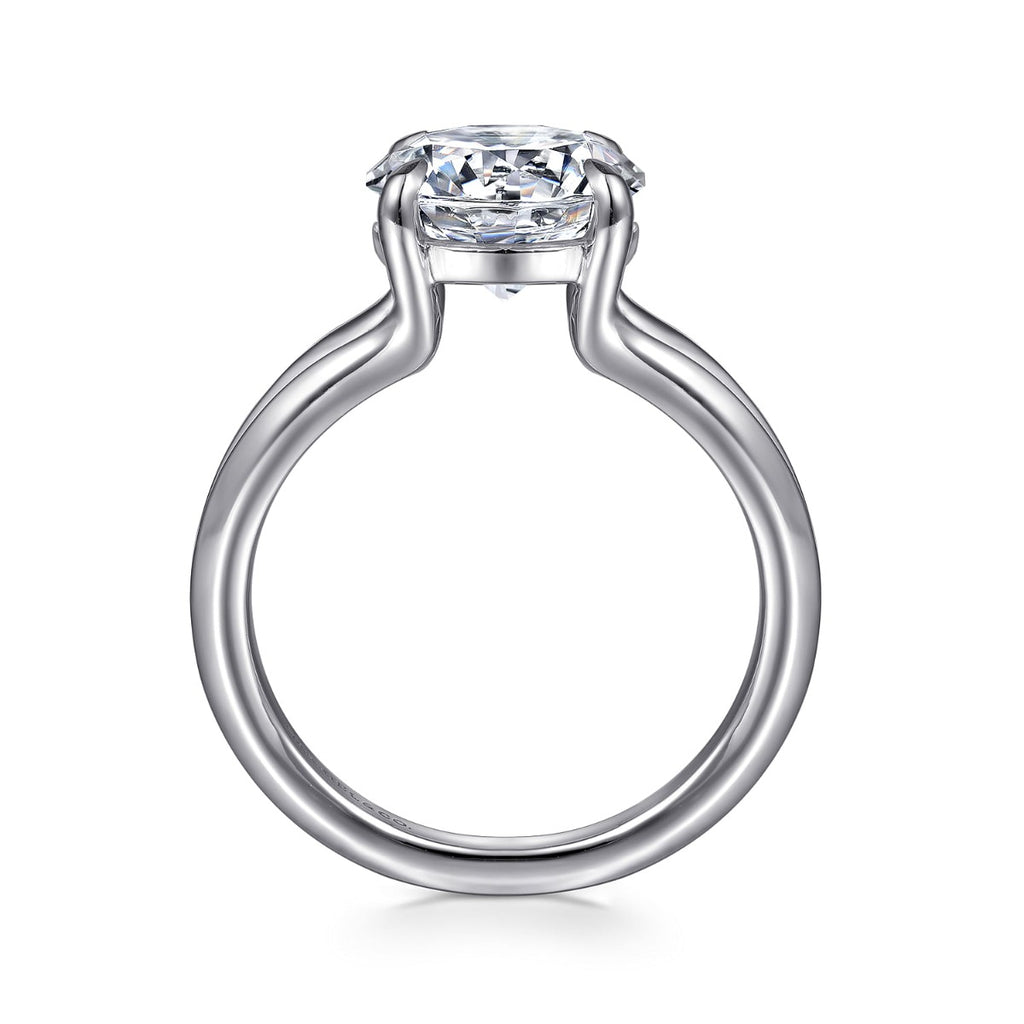 Annie - 14K White Gold Split Shank Round Semi-Mount Ring