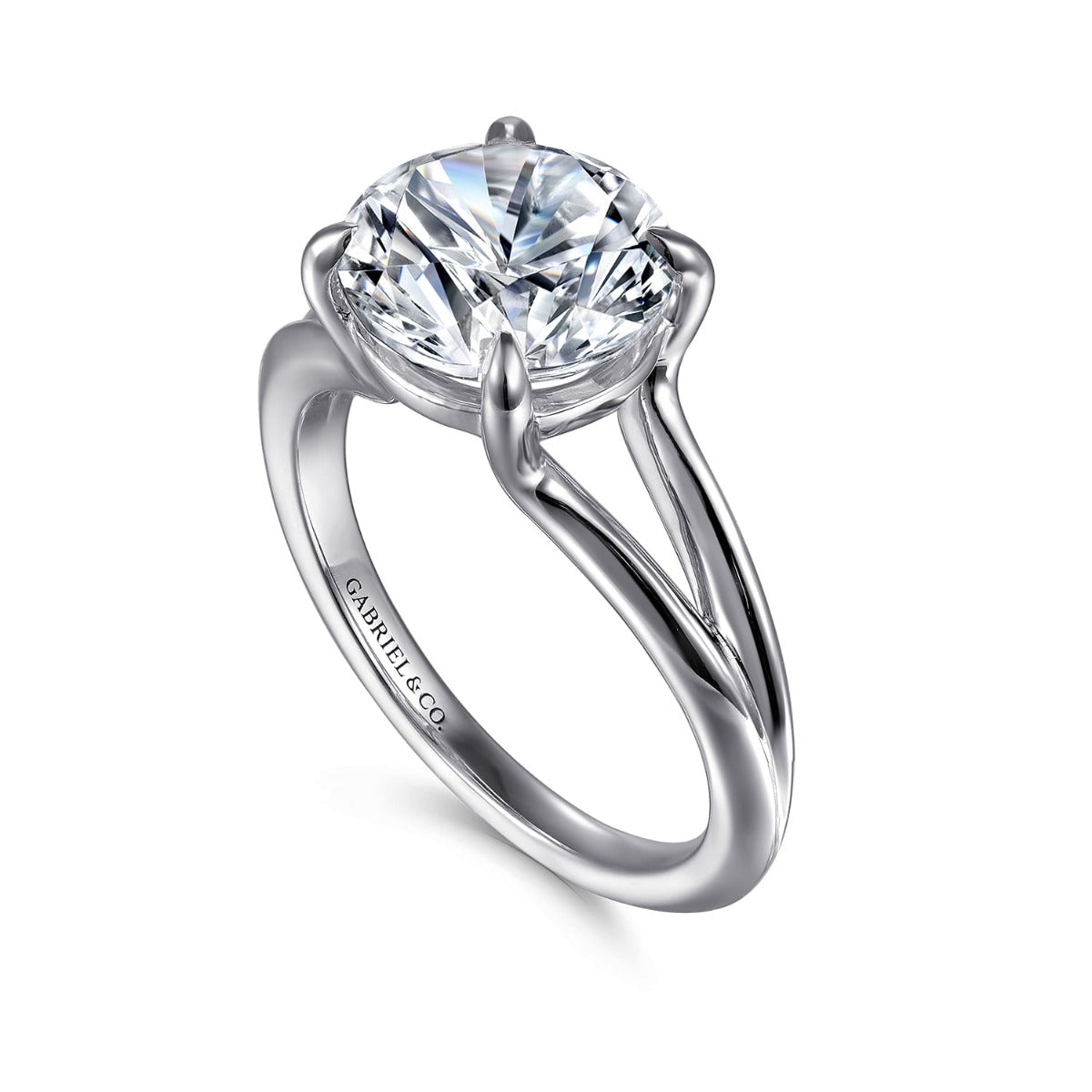 Annie - 14K White Gold Split Shank Round Semi-Mount Ring