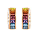 14k Rose Gold Rainbow Gemstone & Diamonds Earrings