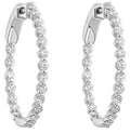 14k White Gold Diamond Inside-Out Hoop Earrings 1 CTW