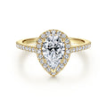 Carly - 14K Yellow Gold Pear Shape Halo Semi-Mount Ring