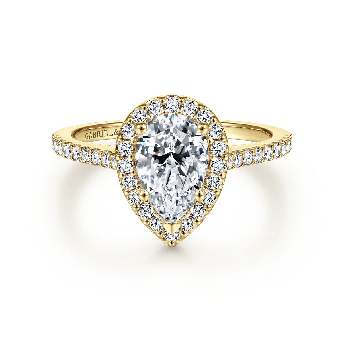 Carly - 14K Yellow Gold Pear Shape Halo Semi-Mount Ring