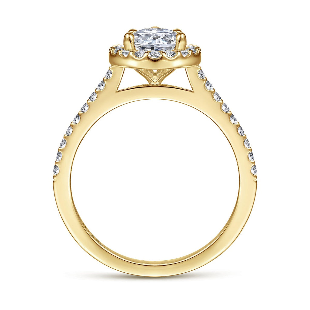 Carly - 14K Yellow Gold Pear Shape Halo Semi-Mount Ring