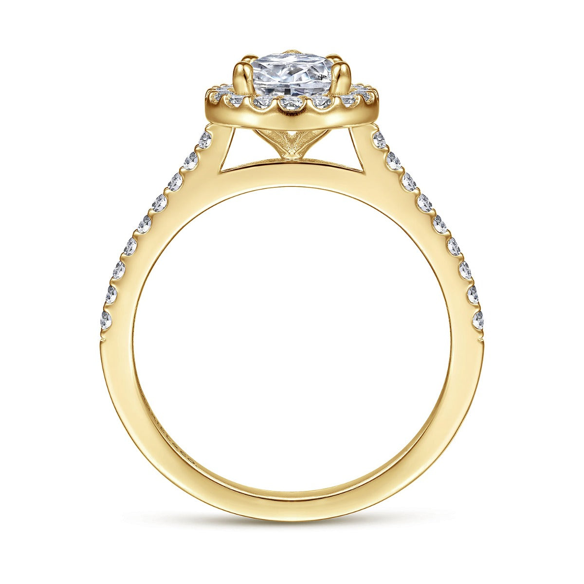 Carly - 14K Yellow Gold Pear Shape Halo Semi-Mount Ring