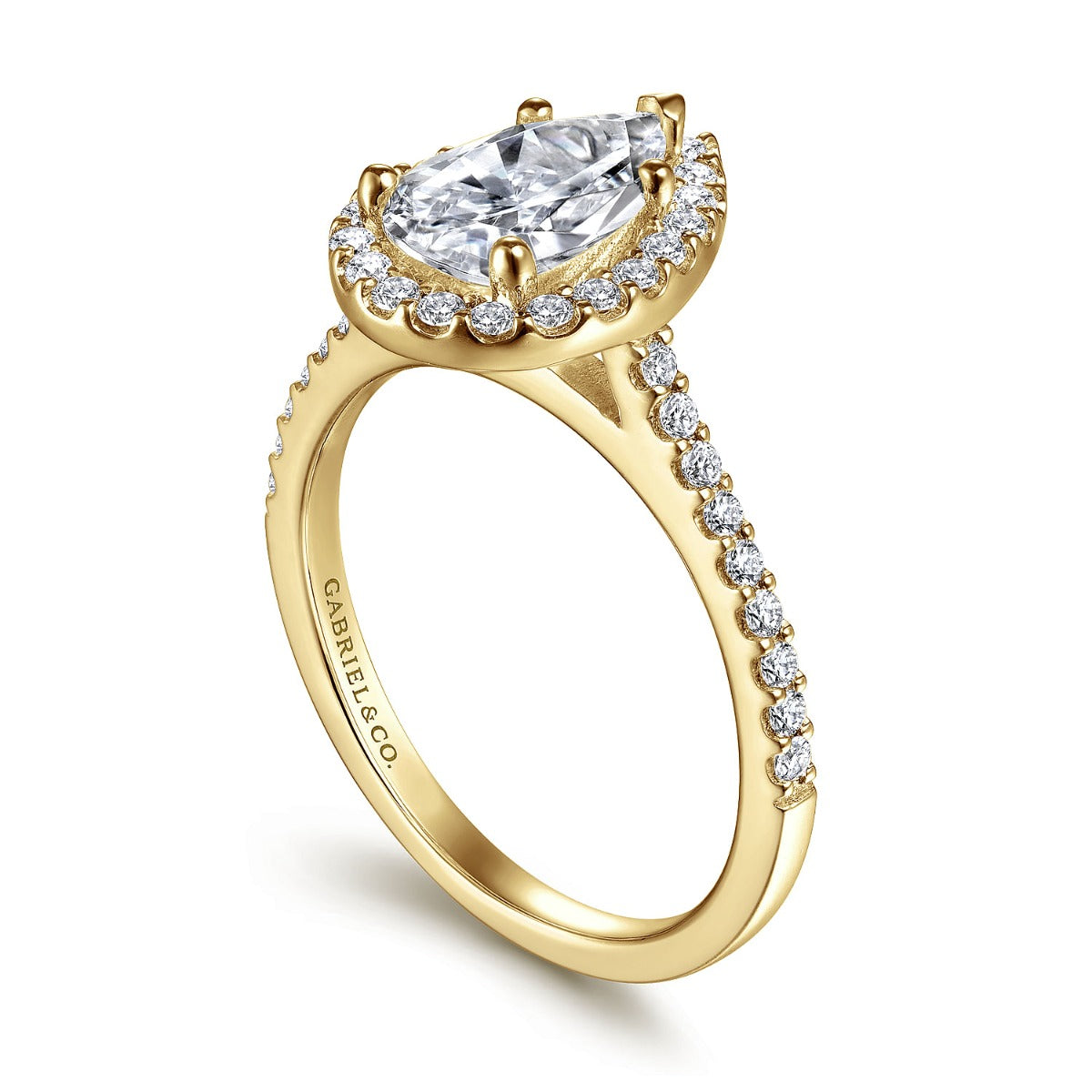 Carly - 14K Yellow Gold Pear Shape Halo Semi-Mount Ring