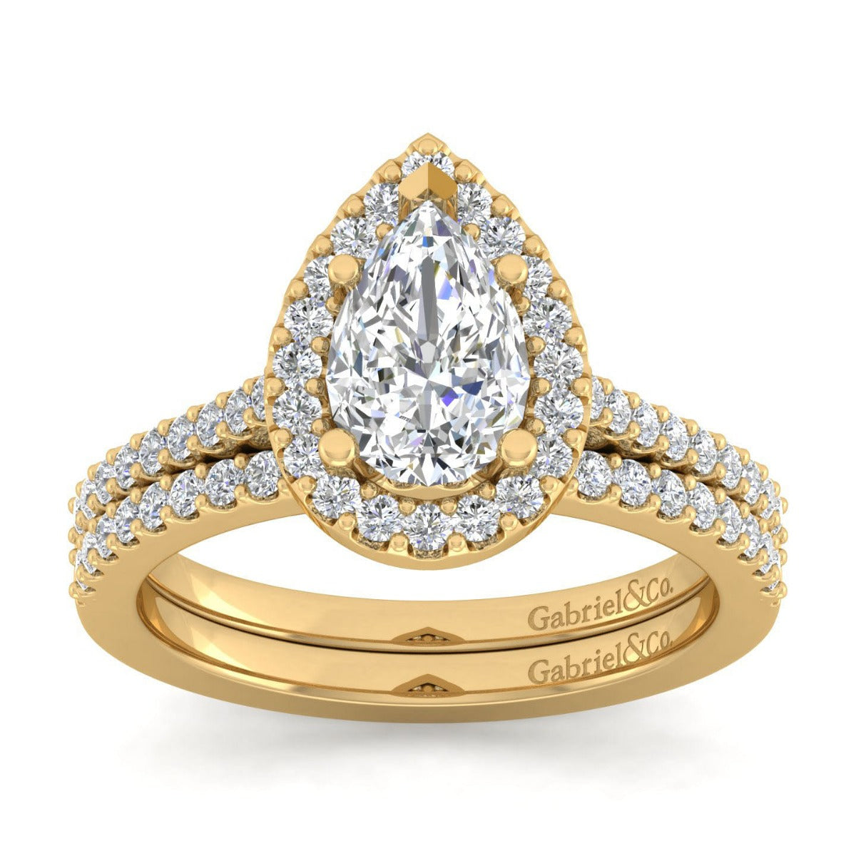 Carly - 14K Yellow Gold Pear Shape Halo Semi-Mount Ring
