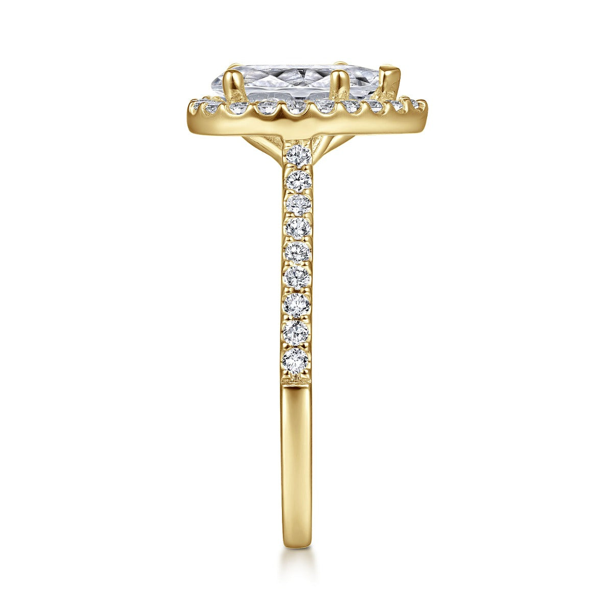 Carly - 14K Yellow Gold Pear Shape Halo Semi-Mount Ring