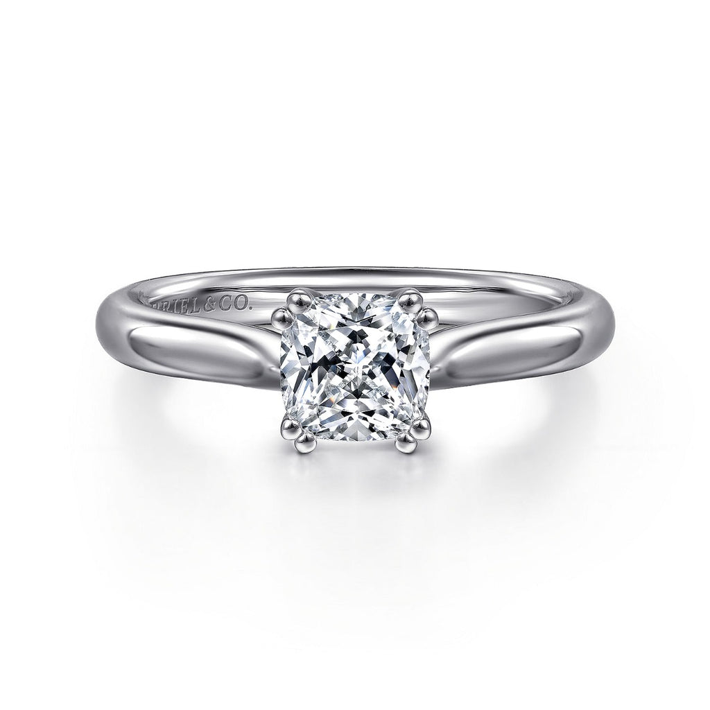 Lauren - 14K White Gold Cushion Cut Semi-Mount Ring
