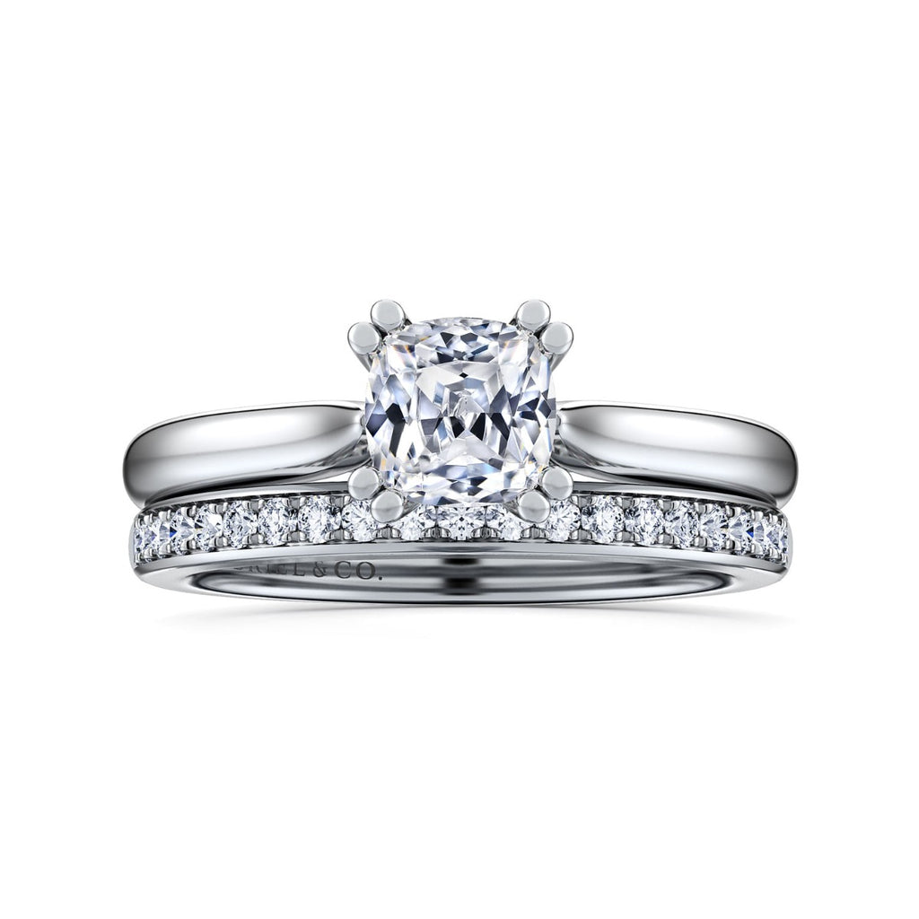 Lauren - 14K White Gold Cushion Cut Semi-Mount Ring