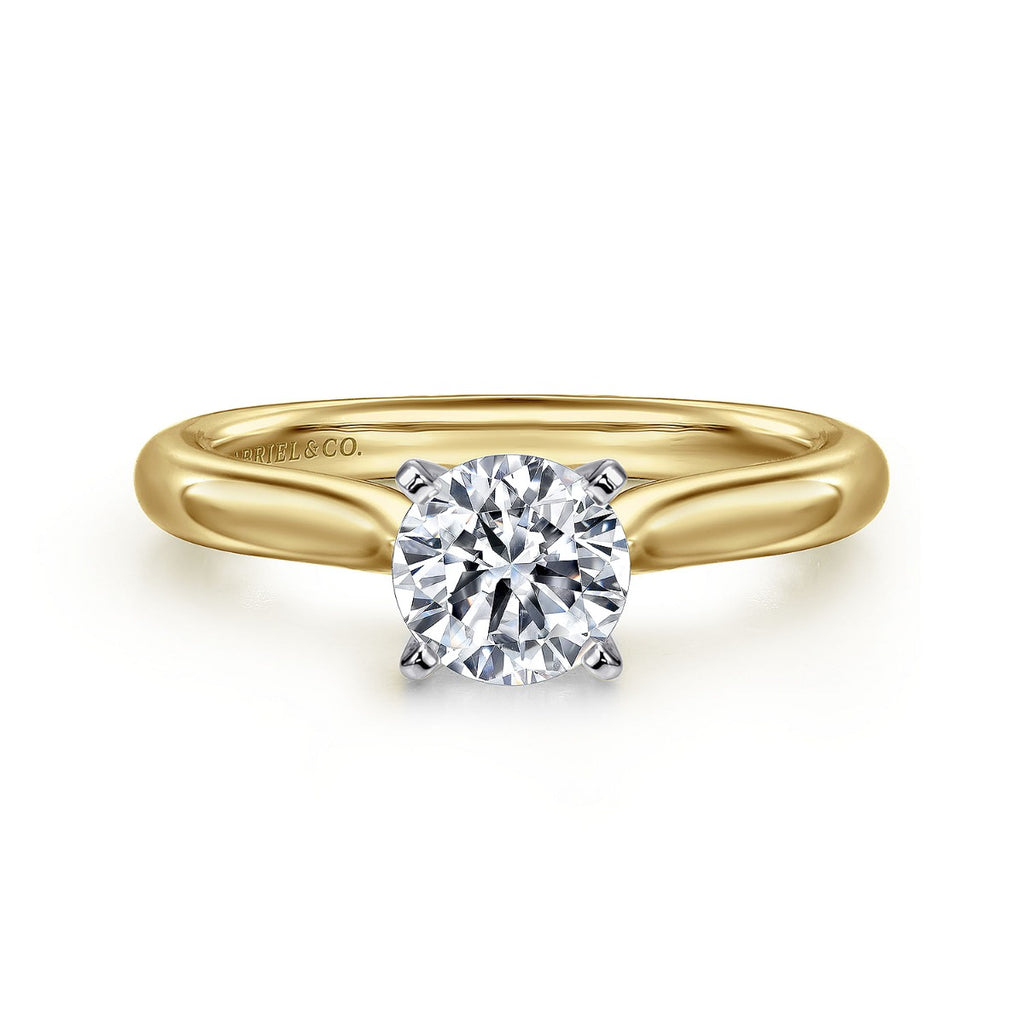 Lauren - 14K White-Yellow Gold Round Semi-Mount Ring