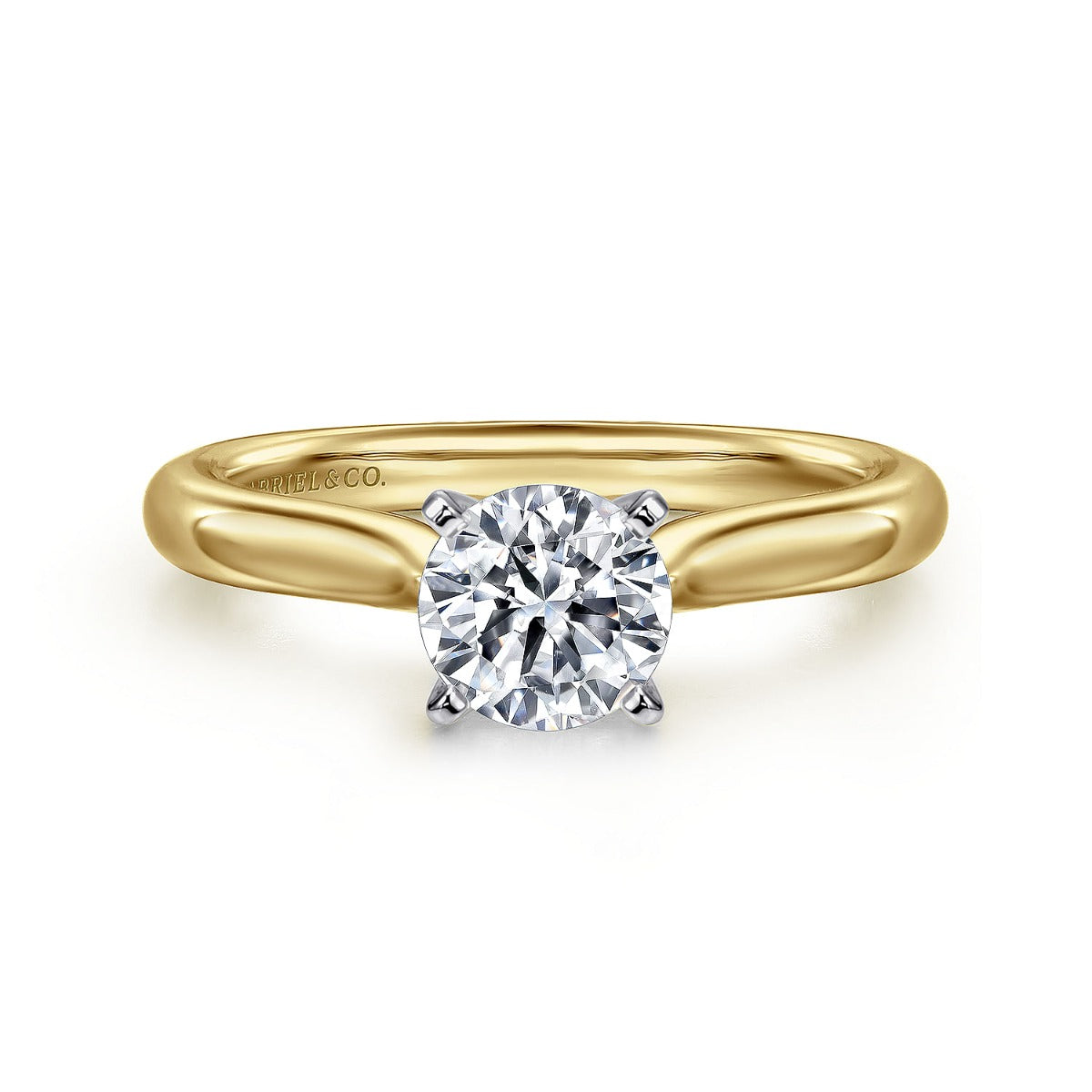 Lauren - 14K White-Yellow Gold Round Semi-Mount Ring