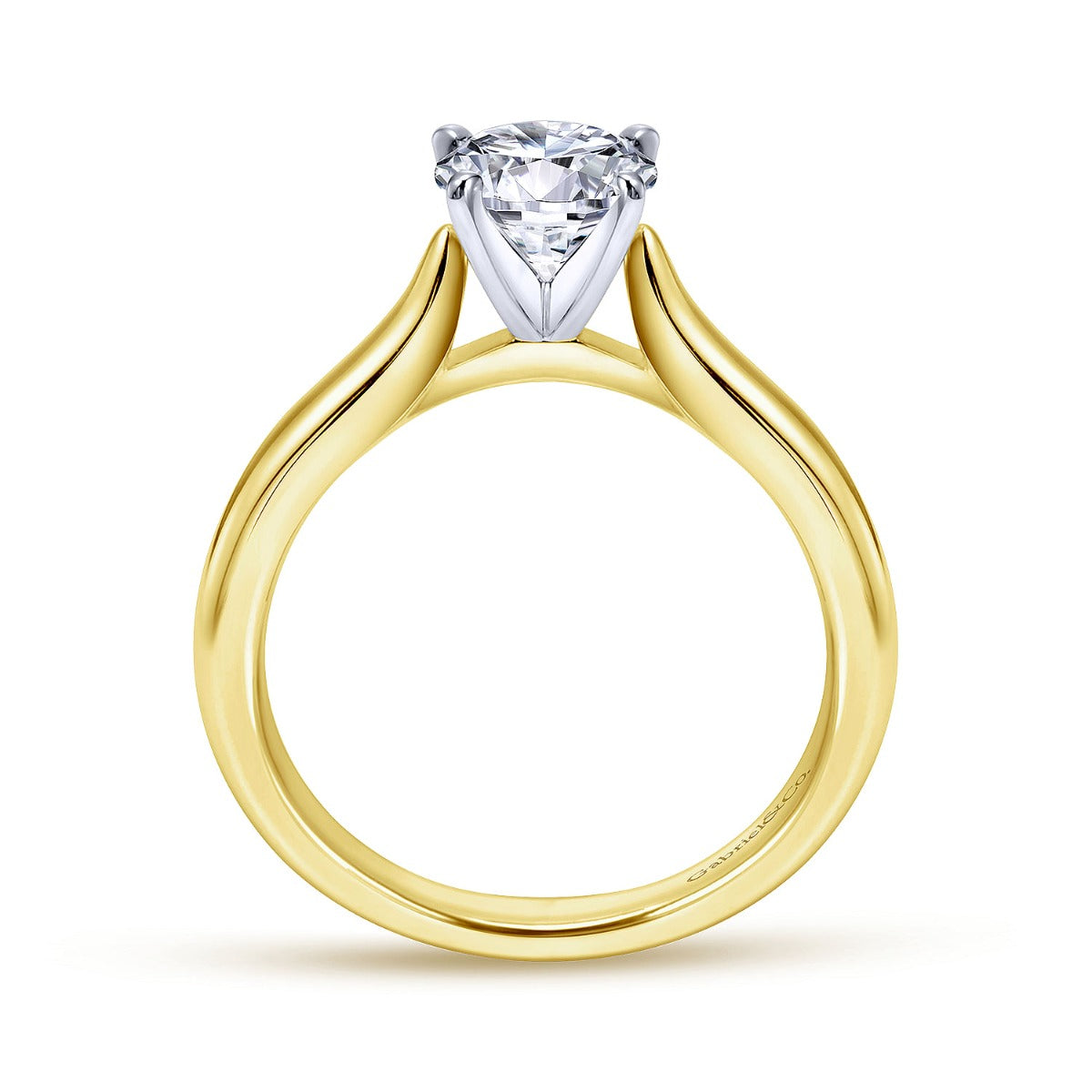 Lauren - 14K White-Yellow Gold Round Semi-Mount Ring