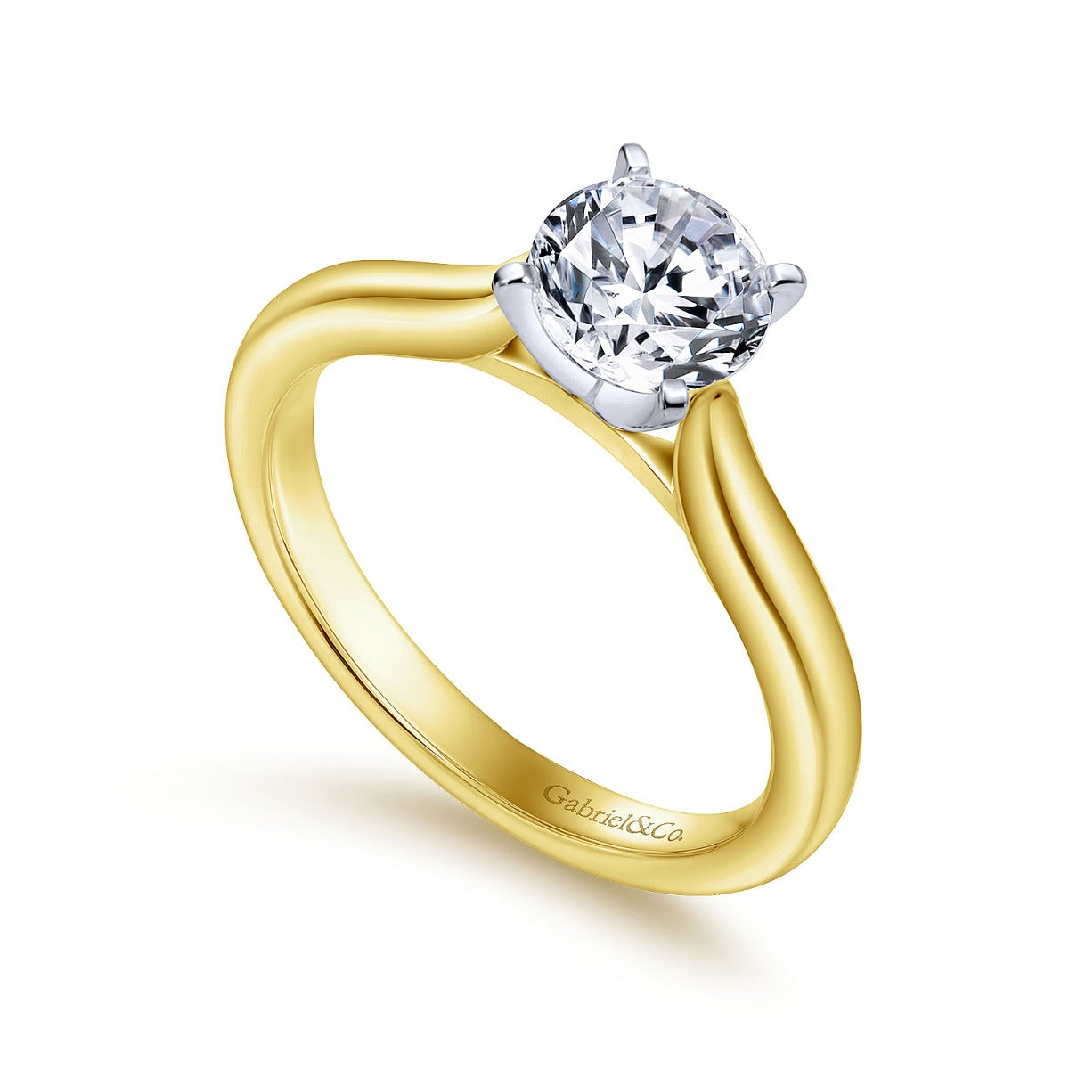 Lauren - 14K White-Yellow Gold Round Semi-Mount Ring