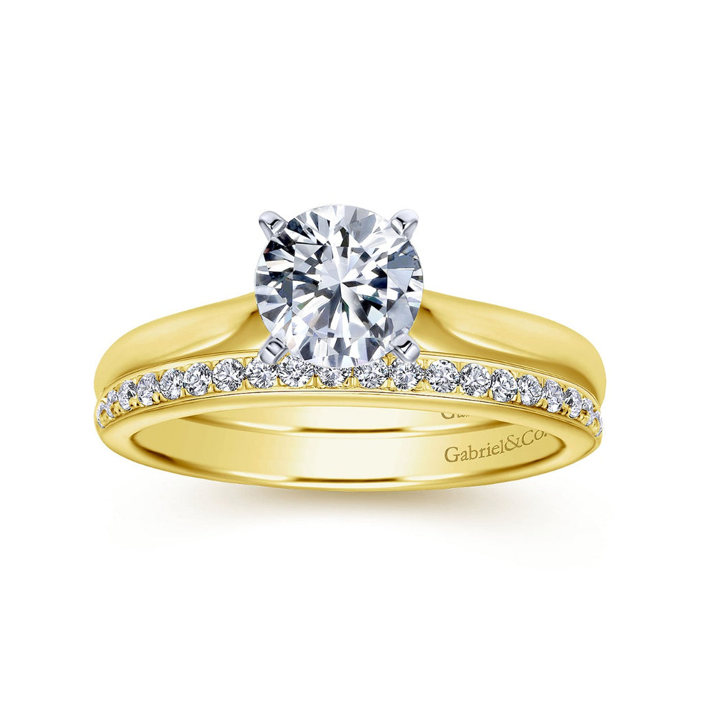 Lauren - 14K White-Yellow Gold Round Semi-Mount Ring