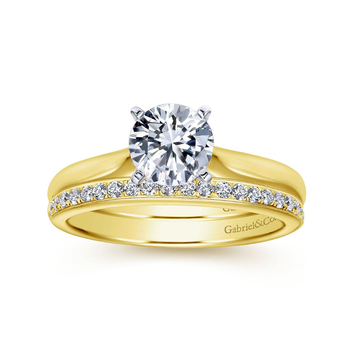 Lauren - 14K White-Yellow Gold Round Semi-Mount Ring