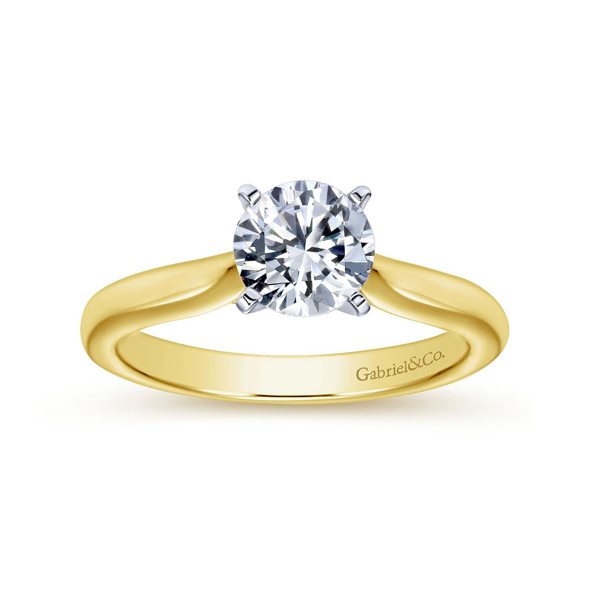Lauren - 14K White-Yellow Gold Round Semi-Mount Ring