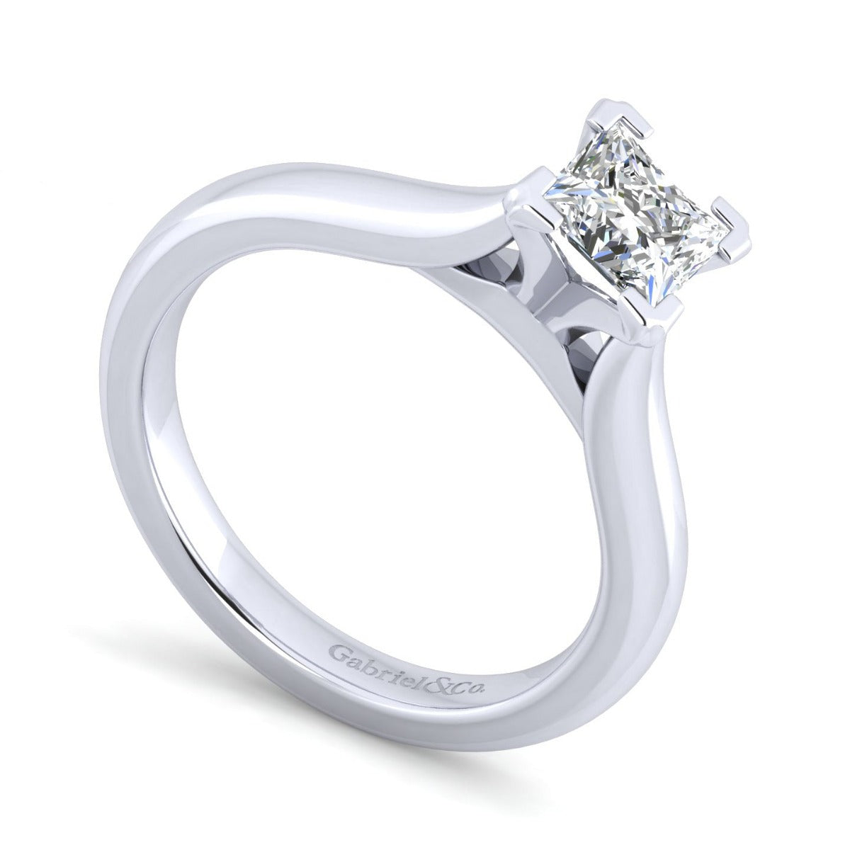 Lauren - 14K White Gold Princess Cut Semi-Mount Ring