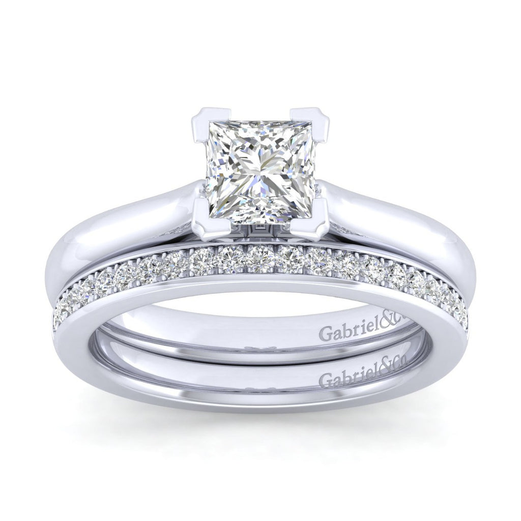 Lauren - 14K White Gold Princess Cut Semi-Mount Ring