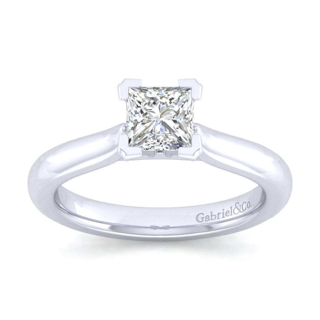 Lauren - 14K White Gold Princess Cut Semi-Mount Ring