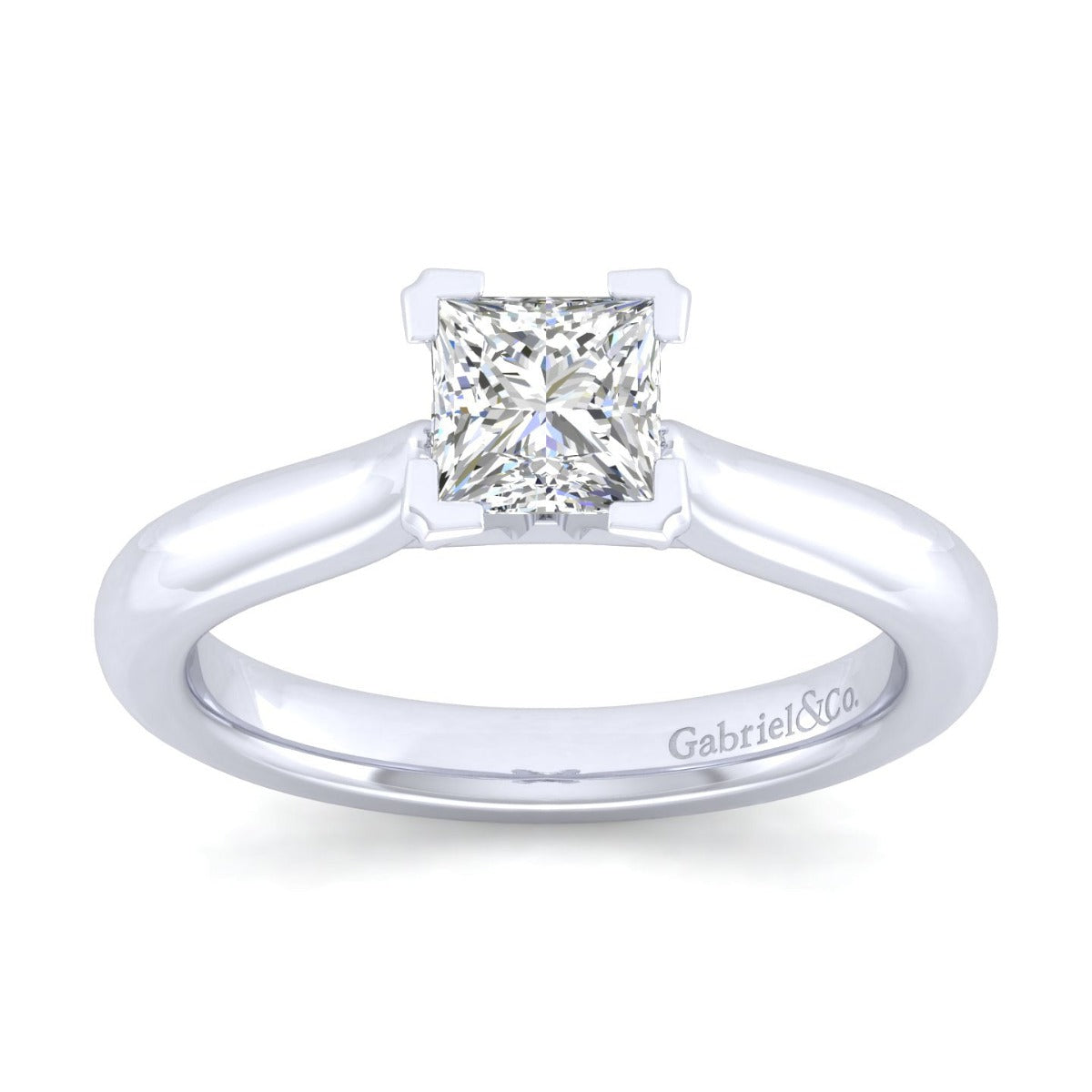 Lauren - 14K White Gold Princess Cut Semi-Mount Ring