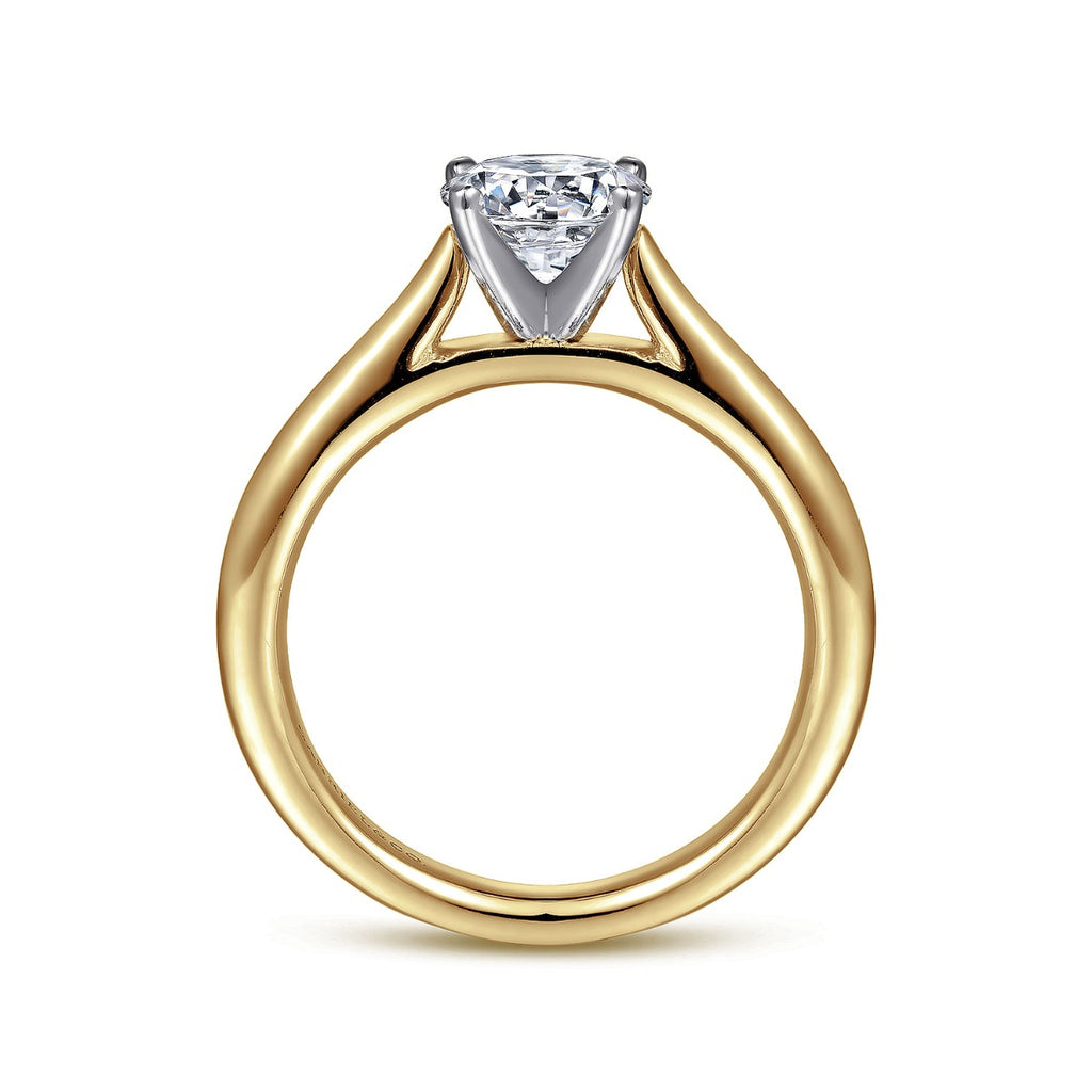 Michelle - 14K White-Yellow Gold Round Semi-Mount Ring