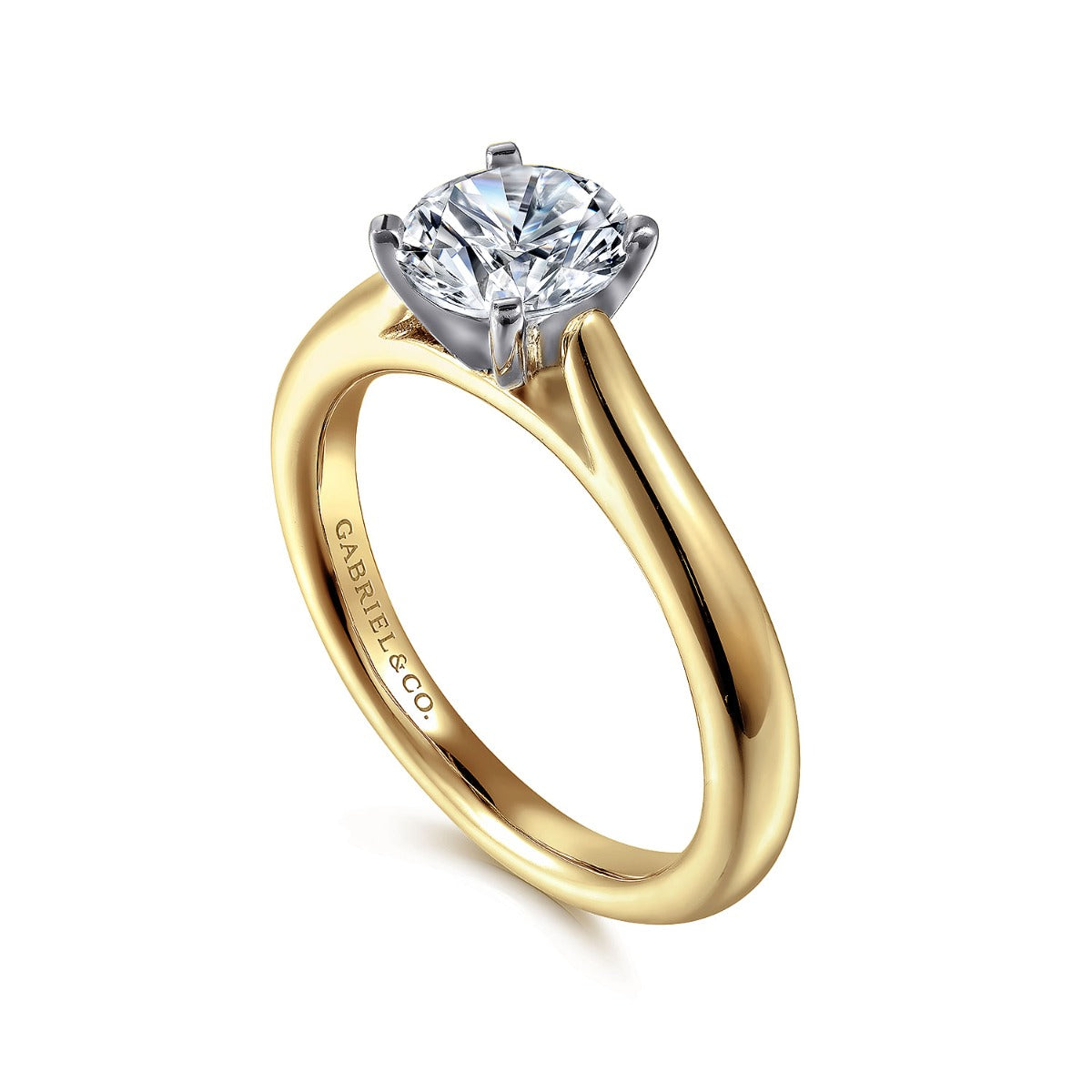 Michelle - 14K White-Yellow Gold Round Semi-Mount Ring