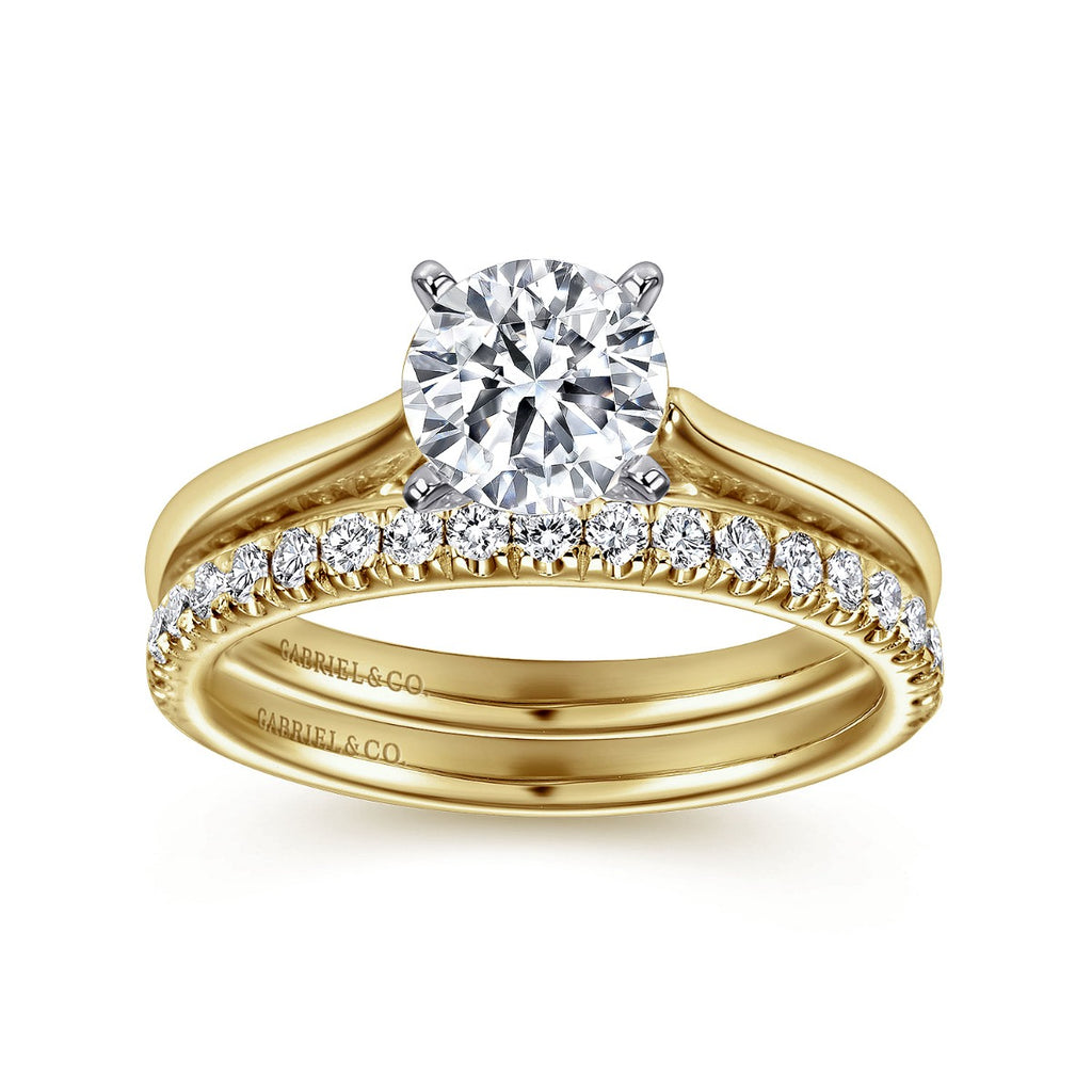 Michelle - 14K White-Yellow Gold Round Semi-Mount Ring