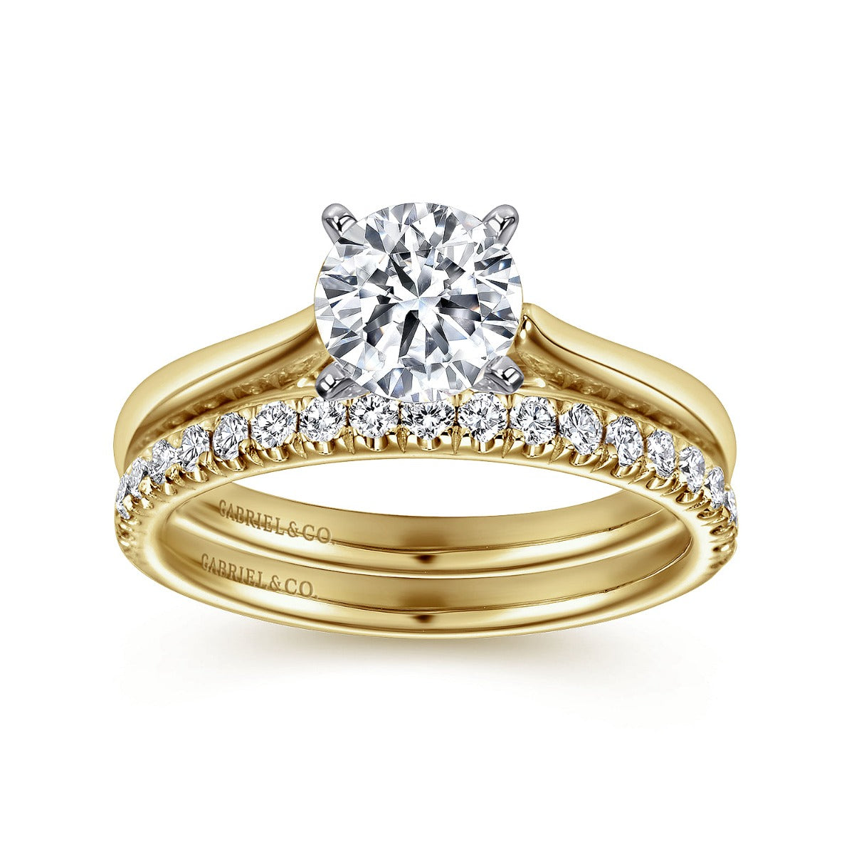 Michelle - 14K White-Yellow Gold Round Semi-Mount Ring