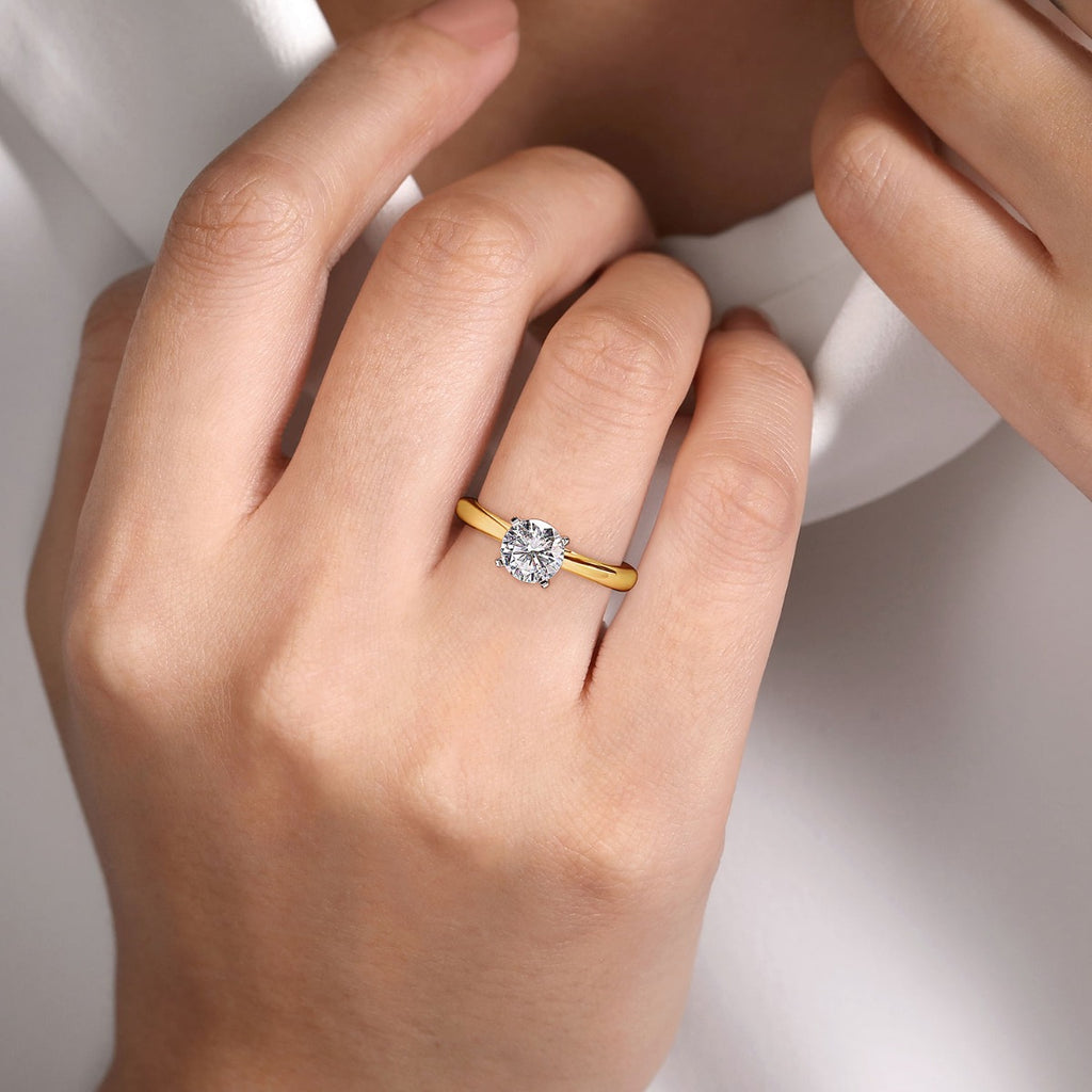 Michelle - 14K White-Yellow Gold Round Semi-Mount Ring