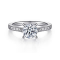 Alma - Vintage Inspired 14K White Gold Round Solitaire Semi-Mount Ring