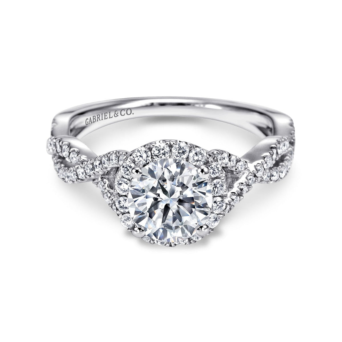Marissa - 14K White Gold Round Halo Semi-Mount Ring