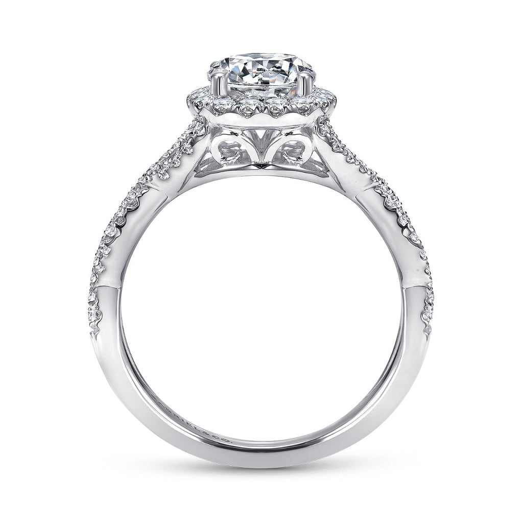 Marissa - 14K White Gold Round Halo Semi-Mount Ring