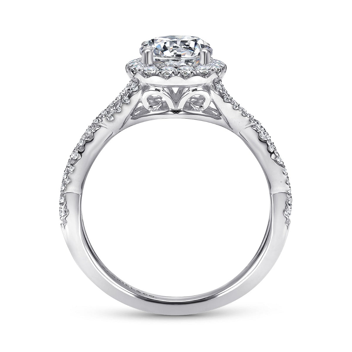 Marissa - 14K White Gold Round Halo Semi-Mount Ring