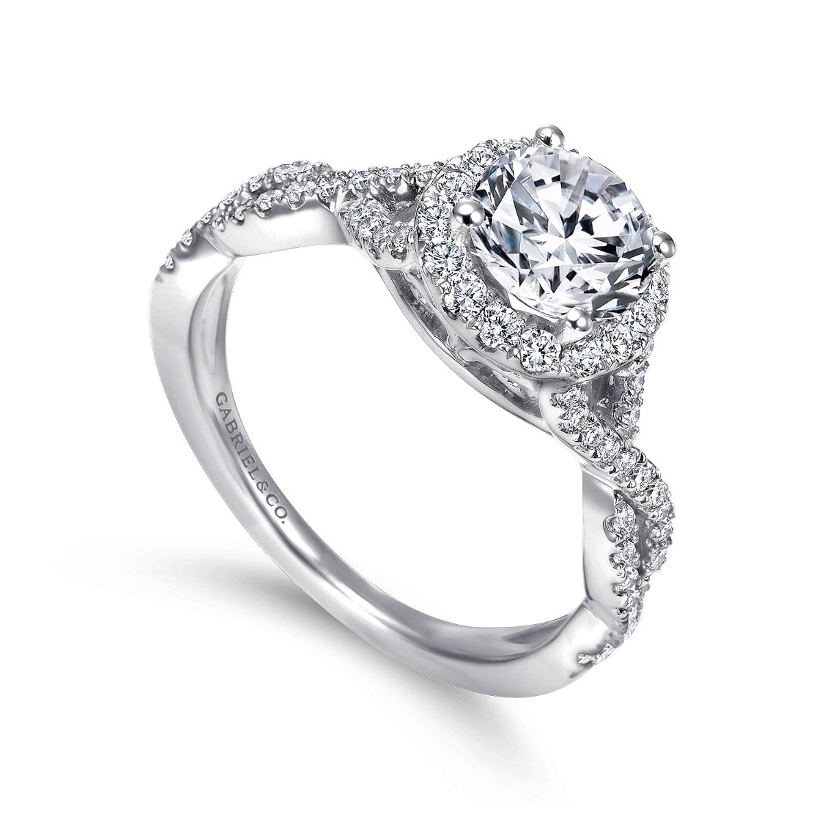 Marissa - 14K White Gold Round Halo Semi-Mount Ring